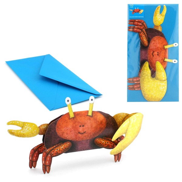 Grusskarte Krebs - 3D Karte Geburtstag Komplett-Set mit DIN-lang Briefumschlag