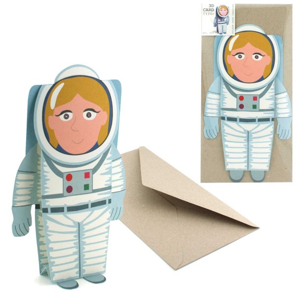 3D Grußkarte "Astronaut" kaufen - Komplett-Set mit Couvert
