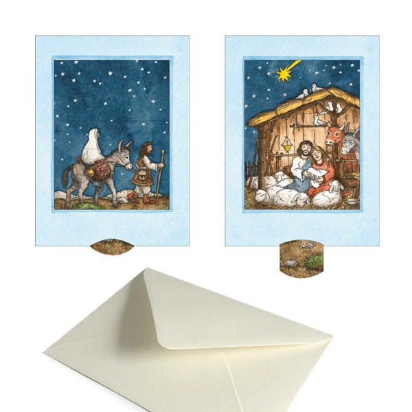 Weihnachtskarte Geburt Jesu - Schiebekarte Weihnachten