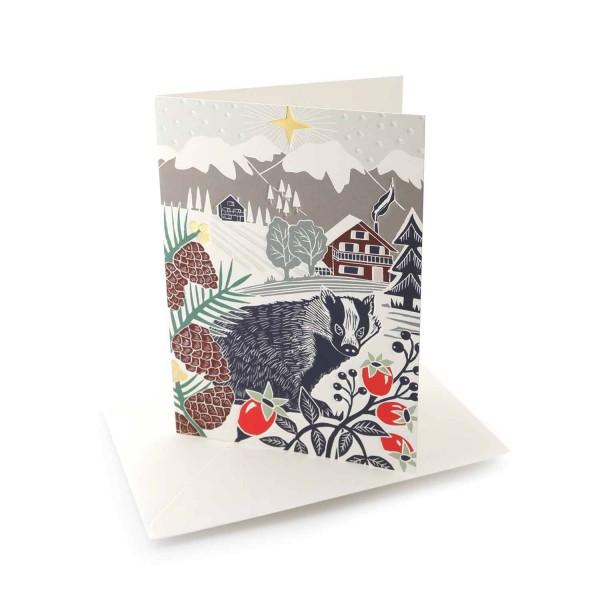 Weihnachtskarte Dachs - Letterpresskarte