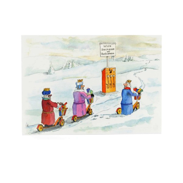 Weihnachtskarte "Letzte Steckdose vor Betlehem"