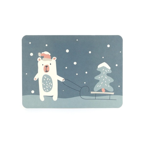 Weihnachtskarte Eisbär mit Schlitten