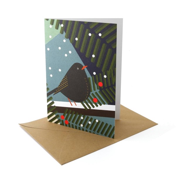 Weihnachtskarte Wintervogel
