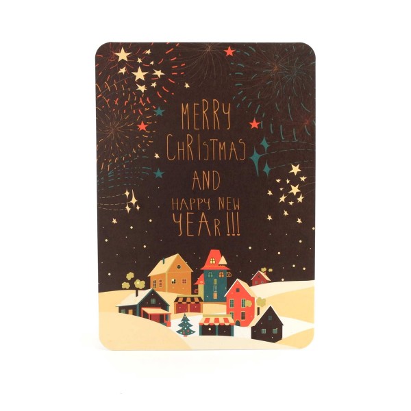 Postkarte "Merry christmas and a happy new year"
