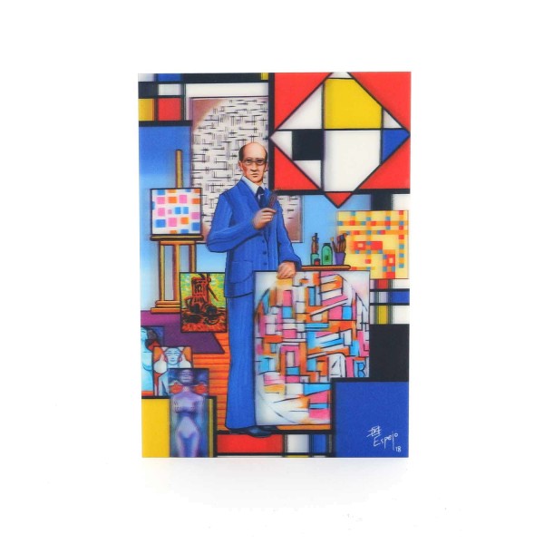 Künstlerportrait von Piet Mondrian - Hologrammkarte