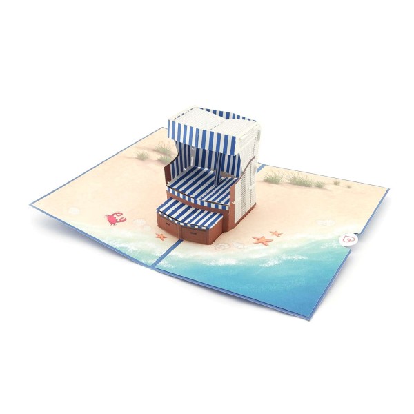 Pop-up-Karte mit Strandkorb auf Strand