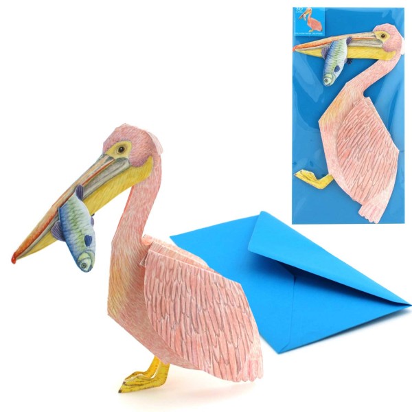 Geburtstagskarte Pelikan - Einladungskarte Komplett-Set mit Briefumschlag