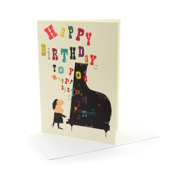 Geburtstagskarte "Pianist"-Letterpresskarte