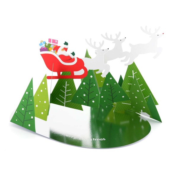 Pop-up-Karte Nikolaus mit Rentierschlitten