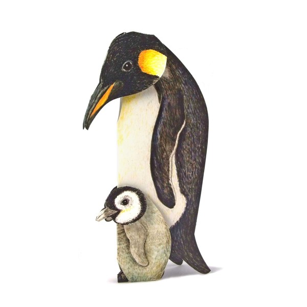 Grusskarte 3D Pinguin mit Küken kaufen - Tiermotivkarte