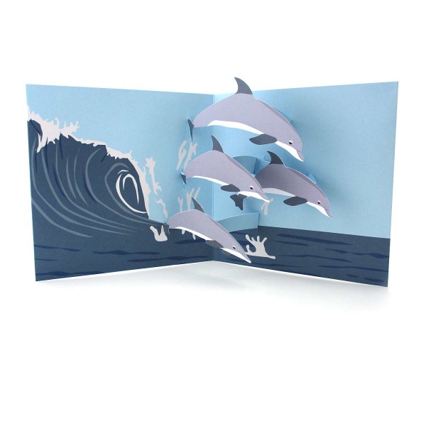 Pop-up-Karte mit Delfinen